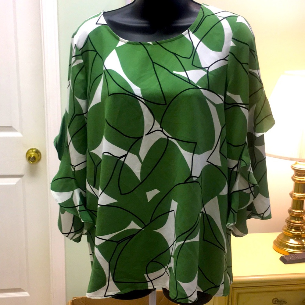 Alfani ladies top green print